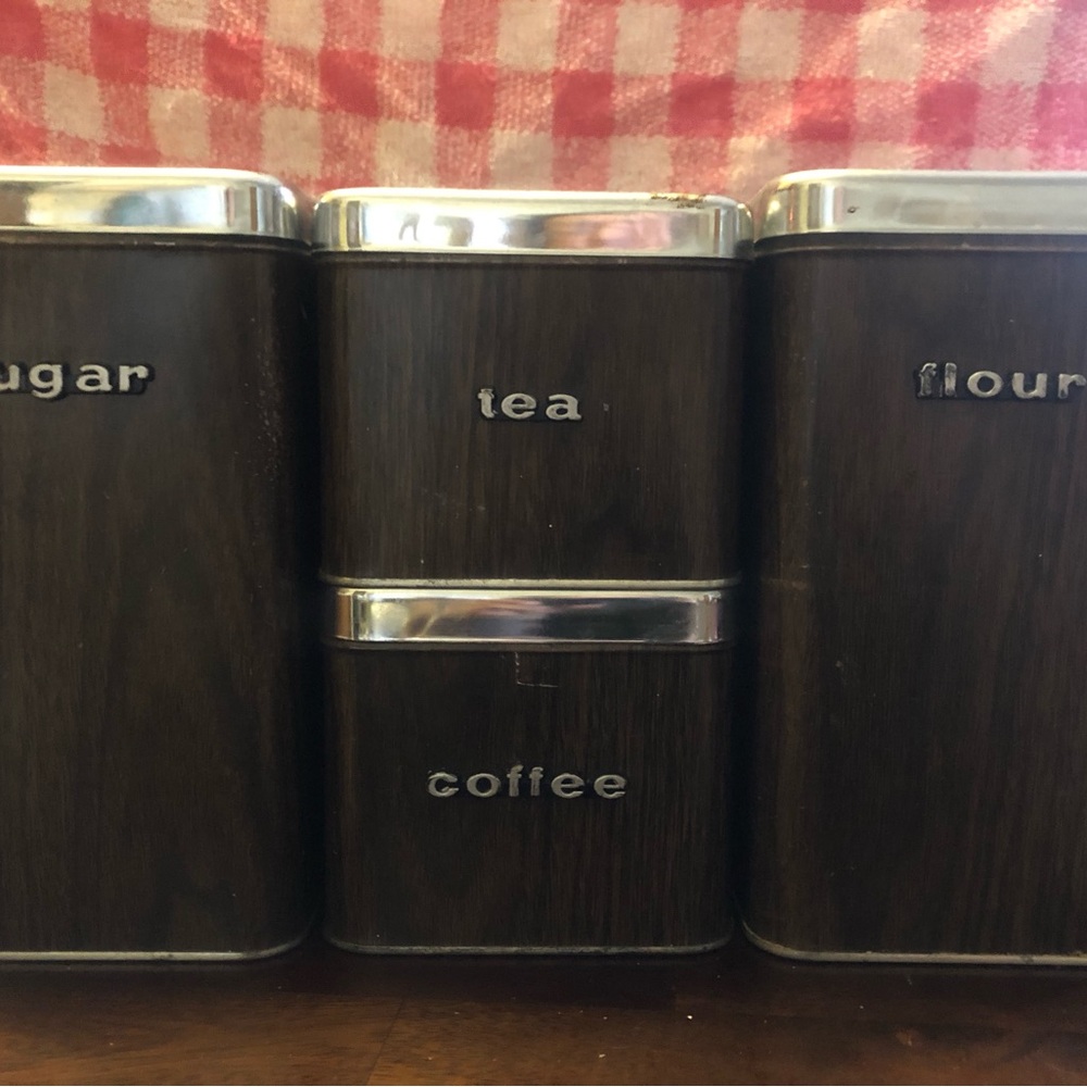 Vintage- Queen Line Canister Set with Chrome Accents